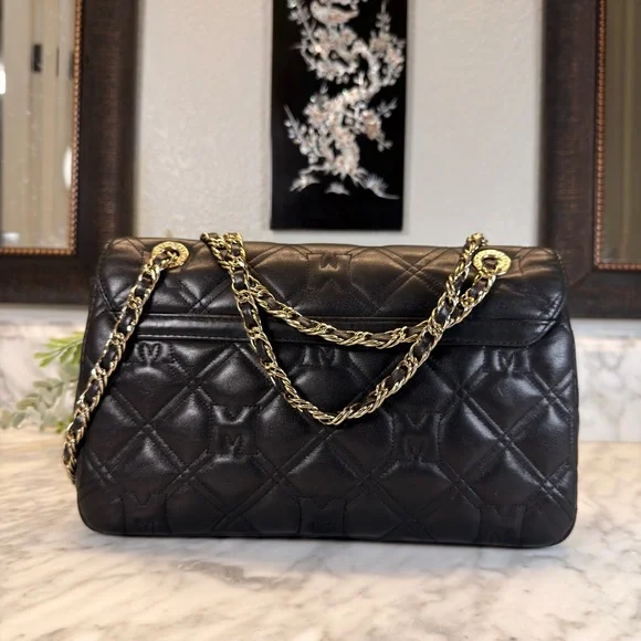 Metrocity Black Quilted Chain Shoulder Bag EUC - Picture 2 of 8